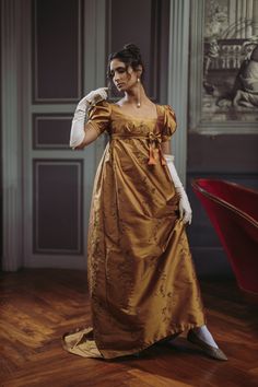 Silk Gown Bridgerton Regency Couture Period Dress - Tailor Made - Made to order