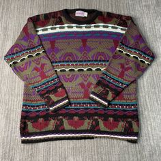 Vintage 2000s Monsuri Abstract Pattern Coogi Style Basic Essential Streetwear Y2K Aesthetic Multi Color Knit Sweater Extra Large Mens Condition:  Excellent Used Condition  = No Flaws Measurements: Please see photos above for all measurements IF YOU BUY TWO OR MORE ITEMS USE THE CODE BUNDLE @ CHECK TO SAVE 20% WE SHIP WITHIN 24 HOURS AFTER PURCHASE! Please be aware that we do not offer free returns!! The Buyer is responsible for the cost of the return label.  Follow us on TikTok & Instagram @find Y2k Style Knitted Sweater For Fall, Y2k Knitted Fall Sweater, Y2k Crew Neck Knit Sweater, Y2k Long Sleeve Knitted Sweater, Y2k Style Knitted Long Sleeve Sweater, Green Y2k Style Winter Sweater, Y2k Knitted Long Sleeve Sweater, Multicolor Long Sleeve Sweater For Streetwear, Multicolor Long Sleeve Streetwear Sweater