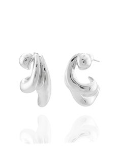 Sterling silver stacked hoop earrings w/ layered crescent shapes. Features trompe l'oeil double hoop stacked earring design in high polish finish. Our sterling silver pieces are voluminous and buoyant yet light weight. Our art object jewelry collection is handcrafted in Belgium. Modern Silver Earrings With Polished Finish, Silver Earrings With Polished Finish And Modern Twist, Silver Earrings With Modern Twist And Polished Finish, Silver Earrings With A Modern Twist And Polished Finish, Modern Twist Silver Earrings With Polished Finish, Contemporary Sculptural Silver Jewelry, Contemporary Sterling Silver Earrings With Polished Finish, Contemporary Polished Sterling Silver Earrings, Stacked Hoop Earrings