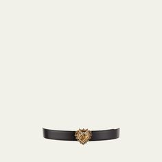 Dolce & Gabbana "Devotion" belt of calf leather. Sacred heart embellished buckle. Made in Italy. Dolce And Gabbana Bracelet, Dolce And Gabbana Heart Bag, Dolce And Gabbana Brooch, Dolce And Gabbana Devotion Belt, Luxury Black Belt Buckles With Gold-tone Logo, Sacred Heart, Leather Belt, Calf Leather, Dolce And Gabbana