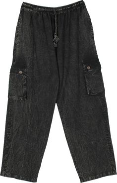 Perfect for an easy-going look, these stonewashed unisex pants are a must-have. These Loose, straight fit, casual woven full length trousers feature an elastic waist with a flexible drawstring with pockets. #tlb #SplitSkirtsPants #Stonewash #Pocket #unisexbohopants #unisexcottonpants #cottoncargopants #graycargopants Wardrobe Nessecities, Stonewashed Relaxed Fit Bottoms For Spring, Casual Acid Wash Straight Leg Cargo Pants, Comfortable Full-length Harem Pants With Pockets, Acid Wash Relaxed Fit Wide Leg Bottoms, Washed Black Wide Leg Cargo Pants With Relaxed Fit, Washed Black Relaxed Fit Wide Leg Cargo Pants, Casual Stonewashed Wide Leg Bottoms, Casual Stonewashed Wide-leg Bottoms