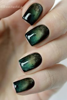 70 Square Nail Art Ideas Nail Art Vert, 2019 Nails, Cat Eye Nails Polish, Gel Pedicure, French Pedicure, Unghie Nail Art, Green Nail Art, Green Nail Designs