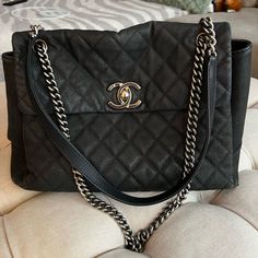 12”L X 10”H X 5”W Large Enough To Fit A Mac Book. Some Discoloration On The Hardware Loops That Holds The Chain. Caviar Leather No Stains. Message Me For Any Questions! Chanel Cross Body Bag Black, Luxury Everyday Bags With Chain Detail, Luxury Everyday Bags With Chain, Designer Black Bag With Chain, Luxury Chain Bags For Everyday, Everyday Luxury Black Bag With Chain, Black Chain Bag For Everyday Luxury, Pearly Boy, Mac Book