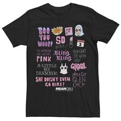 Celebrate all of the fan-favorite moments from Mean Girls with this fun men's tee. Celebrate all of the fan-favorite moments from Mean Girls with this fun men's tee. Crewneck Short sleeves Black FABRIC & CARE Cotton Machine wash Imported Size: XL. Gender: male. Age Group: adult. Pattern: Graphic. Fandom T-shirt With Text Print, Pop Culture Fan Merchandise Tops With Text Print, Pop Culture Tops With Text Print For Fans, Fun Graphic Print Tops For Fan Conventions, Fandom T-shirt With Letter Print For Fan Conventions, Fun Slogan T-shirt For Fan Merchandise, Fandom Tops With Text Print For Fan Merchandise, Fun Graphic Print Tops For Fan Merchandise, Pink Funny Print T-shirt For Fans