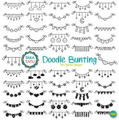 doodle bunting cliparts with different designs and shapes for the top one