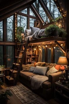 Cozy Cabin Bedroom, Rehab House, Swedish Houses, Bayou Country, Christmas Animation, Lights Aesthetic, Cabin Core, Aesthetic Cozy