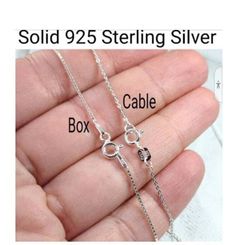 "🇺🇲 USA Made - 100% Solid 925 Sterling Silver Chain Necklace, .8mm Cable or Box Chain Necklace - Well made, finished chain with Spring clasp.  Perfect for everyday wear! The perfect chain for pendant or charms. Comes in plastic baggie as a Jewelry supply. Add Gift Box option during checkout for 1.5\" Silver Gift Box.  Lengths: 14 inches (very small child's), 16 inches, 18 inches, 20 inches, 22 inches, 24 inches and 30 inch.  The appearance of White Gold without the cost! * SHOP more Chains, Pendants and Charms: https://www.etsy.com/shop/LastingMemoryJewelry RECENT FEEDBACK:  Don't buy cheap competitor's chains when you can buy quality chains here! These are by far the best necklaces I have found on Etsy.    It's a beautiful chain. It's of good quality and shipped quickly. Really beautifu Chains Pendants, Silver Gift Box, Box Chain Necklace, Sterling Silver Chain Necklace, Small Charms, 925 Sterling Silver Chain, Silver Chain Necklace, Box Chain, Sterling Silver Chain