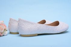 Made with love for your wedding day by Lovin Bridal - More Wedding shoes at our shop : http://lovincollection.etsy.com White Lace flats for wedding, White flat shoes for bride, Pearl flat shoes, Bridal flat shoes bride, White Bridal flats, White bridal shoes Sweet and romantic with these shoes you will spend your special day in comfort while being glamorous and unique. They are dressed in gentle lace and decorated with crystals and rhinestones in a beautiful shape. For more wedding flats click h Lace Flat Heel Wedding Shoes For Spring, Lace Wedding Shoes With Flat Heel For Spring, Spring Lace Flat Heel Wedding Shoes, Spring Wedding Lace Shoes With Flat Heel, Spring Wedding Flats With Flat Heel, Lace Flat Heel Wedding Shoes For Ceremony, Lace Flat Heel Wedding Shoes, Flat Heel Lace Wedding Shoes, Formal Lace Wedding Shoes With Flat Heel