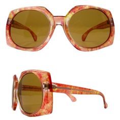 Vintage 1970’s Retro Thick Framed Sunglasses, Deadstock, Made In France Vintage Statement Sunnies Circa 1970’s Made In France Different Tones Of Orange With A Tad Bit Of Yellow Thrown Inabsolutely Gorgeous Deadstock/Unworn Measurements: Front Of Frames 14cm X 5.8cm Length Of Branches 13.5cm Lenses 56mm Bridge 24mm 60s Sunglasses, Orange Sunglasses, Vintage Sunglasses Retro, Large Sunglasses, France Vintage, France Colors, Party Sunglasses, Tortoise Shell Sunglasses, Pink Sunglasses