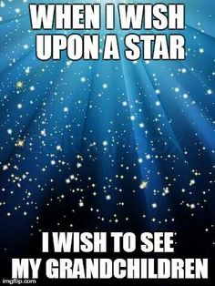 a blue background with stars and the words when i wish upon a star, i wish to see my grandchilden