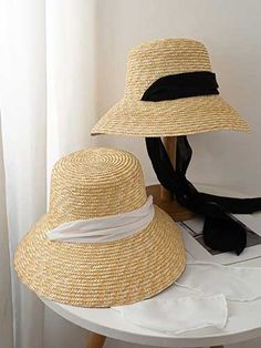 Style: Elegant Wide Brim Long Ribbon Straw Holiday Hats Item Type: Sun HatsPattern Type: SolidAccessory Type: Long Bowknot/RibbonSize: 22.05-22.83in / 56~58cmFeature: Eco-friendly Natural MaterialMaterial: Natural Wheat Straw Summer Bucket Hat With Short Brim For Picnic, Summer Bucket Hat For Picnic With Short Brim, Black Wide Brim Straw Bucket Hat, Black Straw Bucket Hat For Vacation, Casual Spring Bucket Hat For Picnics, Black Straw Bucket Hat For Spring, Spring Wide Brim Bucket Hat For Picnic, Wide Brim Bucket Hat For Spring Picnic, Wide Brim Bucket Hat For Picnic