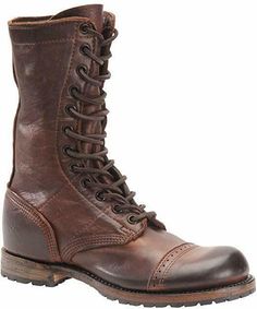 Men's Antique Brown Military Style Boots Ankle Cap Toe round toe Biker Boot #Boots #CapToe #Casual Men's High-end Plain Toe Desert Boots, Paratrooper Boots, Jump Boots, Military Style Boots, Vintage Shoe, Handcrafted Boots, Military Boots, Shoe Company, Free Style