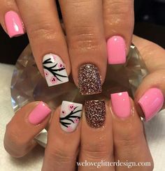 Unique Spring Nails, Nails Black Pink, Cherry Blossom Nails, Nail Art Designs Summer, Nail Art Summer, Cute Nail Designs, Cool Nail Designs, Fancy Nails, My Nails