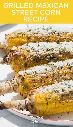 grilled corn on the cob with parmesan cheese and other toppings