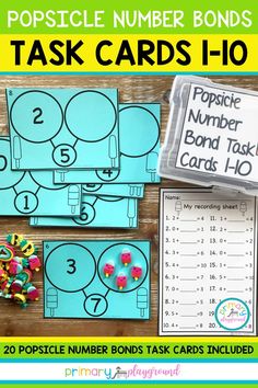 two popsicle number bonds task cards with the numbers 1 - 10 in each card