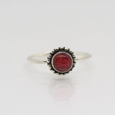 Vintage Bali Sterling Silver Red Coral Ring ...Marked 925....Total of weights 1.4grams...Size 7...Measure of Face 7.8MM...It's in very good condition. Adjustable Red Gemstone Birthstone Ring, Red Sterling Silver Round Rings, Classic Red Ruby Stackable Rings, Red Gemstone Rings In Sterling Silver, Classic Adjustable Red Ring, Red Enamel Ring With Gemstone Gift, Red Enamel Gemstone Ring For Gift, Red Gemstone Enamel Ring Gift, Red Sterling Silver Birthstone Ring