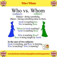 an image of two women in different colors with the words who / whom? on them