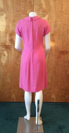 "Vintage, 1950's-1960's, pink linen dress by Wilshire of BOSTON. I actually have 2, same fabric and same designer, just slightly different. This dress has beautiful seaming for shape. Long metal zipper down the back. Cute collar and knotted fabric covered button detail on front.This is in excellent vintage condition, no stains, holes or fading. Shown on my mannequin Bust 34 1/2\" Waist 26\" Hips 36\" My measurements taken flat Bust 17 1/2\" plus cup room Waist 14 1/2\" Hips 19\" Length measuring Vintage Fitted Linen Dress For Spring, Fitted Vintage Linen Dress For Spring, Pink Vintage Dress For Summer Formal Events, Elegant Pink Vintage Dress With Short Sleeves, Elegant Short Sleeved Pink Vintage Dress, Pink Fitted A-line Vintage Dress, Vintage Knee-length Linen Dress For Spring, Vintage Pink A-line Dress, Fitted Vintage Knee-length Linen Dress