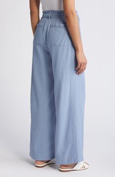 These breezy cotton-kissed pants are crafted with an elastic-back waist and easy wide legs. 30" inseam; 25" leg opening; 12 3/4" front rise; 17" back rise (size 8) 62% rayon, 38% cotton Machine wash, line dry Imported Relaxed Cotton Pants With Pull-on Style, Spring Wide Leg Cotton Bottoms, Cotton Straight Leg Bottoms With Elastic Waistband, Relaxed Wide Leg Cotton Bottoms, Relaxed Wide-leg Cotton Bottoms, Relaxed Fit Full Length Wide Leg Cotton Pants, Cotton Wide Leg Full Length Pants In Relaxed Fit, Cotton Wide Leg Full Length Pants, Relaxed Fit Wide Leg Cotton Pants