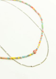 We did the work for you. This double layered necklace features a colorful, mini beaded strand with a simple chain. A layered look that adds a pop of color and texture without overdoing it. Lobster clasp Beaded Chain Length: 14.5 inches Brass Chain Length: 15.38 inches Extender: 2.5 inches Brass chain, beads, surgical stainless steel adjustment links Imported, Korea Double Necklace, Simple Chain, Layered Necklace, Brass Chain, Layered Look, Work For You, Beaded Chain, Chain Lengths, Layered Necklaces