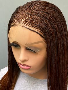 This is a customizable handmade unit, buyer chooses the length and specifications as stated in personalization. This unit is a frontal/ full lace micro twist wig. It is a uniform twist unit and comes with natural-like baby hairline. it is glueless and has an adjustable band and combs for a seamless comfortable grip on the head. This unit is produced and shipped from our store in Abuja,Nigeria. Tiny Twist Braids, Full Lace Braided Wig, Braided Wigs For Black Women, Micro Twists, Lace Braid, Braided Wigs, Glueless Wig, Micro Braids, Braided Wig