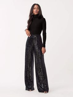 Diane von Furstenberg Rhiannon Sequined-Jersey Wide-Leg Pant #Sponsored , #Affiliate, #Furstenberg#Rhiannon#Diane Black Sequin Pants Outfit, Best Jeans For Short Women, Sequins Pants Outfit, Evening Pants, Black Sequin Pants, Sequin Pant, Celana Fashion, Wide Leg Pants Outfit, Leg Pants Outfit