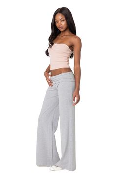 Enjoy all the maximums—ease, comfort and style—in these knit pants designed with a fold-over waistband and wide, flowy legs. Pull-on style 95% cotton, 5% spandex Machine wash, dry flat Imported Flowy Lounge Pants, Gray Lounge Pants Outfit, Fold Over Waist Pants, Flowy Sweatpants, Gray Pants Outfit, Lounge Pants Outfit, Foldover Pants, Thrift Manifest, Yoga Pants Fit