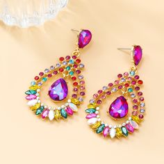 Material: Alloy Color: AB Color, Color, Green Fashion Element: Water Drop Style: INS Style Colorful Crystals, Element Water, Crystal Drop, Water Drops, Water Drop, Party Accessories, Jewelry Party, Green Fashion, Colorful Fashion