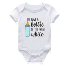 Includes: 1 OnesieMaterial: CottonGender: Girls & BoysPattern: Letters, BottleSleeve Length: ShortSummary: Baby Toddler Short Sleeve I'll Have a Bottle of The House White Onesie Cute Fitted White Onesie, White Short Sleeve Onesie For Spring, White Short Sleeve Onesie For Family Matching, White Fitted Onesie For Family Matching, White Onesie With Letter Print For Summer, Cute White Fitted Onesie, Family Matching Fitted White Onesie, White Short Sleeve Casual Onesie, White Letter Print Onesie For Summer