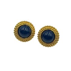 "Signed MONET Blue and Gold Buttons Earrings Clip On Textured Round Domed Clips This listing is for blue and gold domed round clip on earrings designer marked: MONET condition: very good measurement: 1\" Please be aware that pictures are an important part of my description, please look at all photos and zoom in if needed. All my items are previously owned, I inspect everything carefully and try my best not to list items with major flaws or damage. Vintage and antique items often have wear, it is Buttons Earrings, Earrings Clip, Button Earrings, Blue And Gold, Gold Buttons, Antique Items, Designer Earrings, Clip On, Clip On Earrings