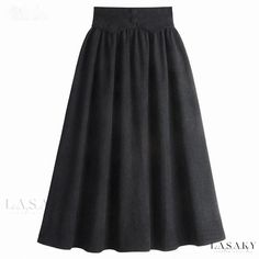 Lasaky - Stylish Retro Corduroy Solid Color High-Waisted Paneled Skirt High Waist Solid Color Maxi Skirt For Fall, Fall High Waist Solid Skirt, Solid High Waist Skirt For Fall, High Waist Winter Skirt, High Waist Fall Skirt, High Waist Skirt With Elastic Waistband For Fall, Winter High Waist Pleated Maxi Skirt, High Waist Pleated Maxi Skirt For Winter, High Waist Winter Maxi Skirt