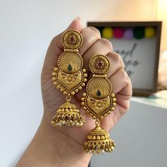 TEMPLE JHUMKA Kemp Ruby Stones Jhumka Earrings/Light weight /Antique Gold Finish/Indian Jewelry/desi jewelry / indian jhumkas Heavy Brass Jhumkas For Wedding, Brass Chandbali Jhumkas For Rituals, Brass Temple Jewelry Jhumkas For Festivals, Temple Jewelry Brass Jhumkas For Festivals, Traditional Brass Jhumkas For Wedding, Brass Temple Jewelry Jhumkas For Rituals, Brass Jhumkas For Rituals And Festivals, Festive Jhumkas With Intricate Design For Rituals, Traditional Brass Wedding Jhumkas