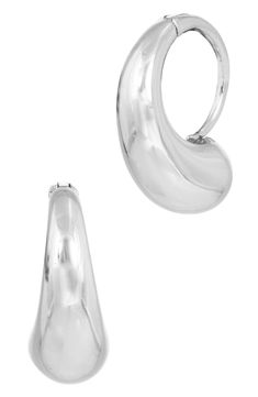 Contemporary huggie earrings feature a gradient silhouette that wraps around the lobe earrings and an 18-karat white gold plate finish. Hinged post back 18K white gold plate Imported Lobe Earrings, Sophie Buhai, Huggie Earrings, Huggie Hoop Earrings, Huggies Earrings, Sterling Silver Earrings, Silver Earrings, Gold Plate, Jewelry Earrings