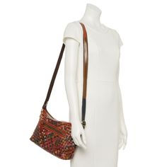 This AmeriLeather Stella slim shoulder bag showcases a colorful woven design that you're sure to love showing off. This AmeriLeather Stella slim shoulder bag showcases a colorful woven design that you're sure to love showing off. Dimensions: 11 in. L x 10 in. H x 3.5 in. W Zipper closure Adjustable crossbody shoulder strap Shoulder strap length: up to 55 in. Exterior: 1 zip pocket Interior: 1 zip pocket and 2 slip pockets Removable coin pouch Gold-tone hardware adds a signature look Water resist Fall Travel Woven Leather Shoulder Bag, Fall Woven Leather Shoulder Bag For Daily Use, Multicolor Leather Handle Bags For Fall, Multicolor Bags With Leather Handles For Fall, Fall Multicolor Bags With Leather Handles, Chic Multicolor Leather Hobo Bag, Multicolor Crossbody Shoulder Bag With Braided Handles, Multicolor Fall Shoulder Bag For Everyday Use, Multicolor Hobo Bag With Zipper For Everyday Use