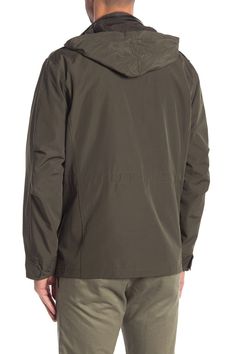 Stay dry in a hooded utility jacket that's perfect for everyday wear. Fit: this style fits true to size. Mock neck. Long sleeves. Zip-button front closure. Flap, slash pockets on front. Lightweight construction. Approx. 30" length (size M). Imported Military Style Utility Jacket With Pockets For Outdoor, Olive Military Utility Jacket With Pockets, Military Style Parka With Patch Pockets For Outdoor, Khaki Military Parka For Hunting, Military Parka With Patch Pockets For Outdoor, Utility Jacket, Cole Haan, Nordstrom Rack, Mock Neck