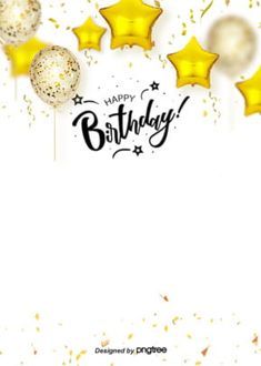 a birthday card with gold stars and confetti