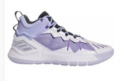 the adidas basketball shoe in purple and white