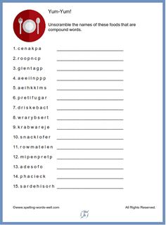 a printable worksheet with words and pictures to help students learn how to use them