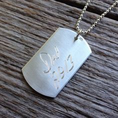 "This signature dog tag necklace is an excellent gift because your actual handwriting jewelry will be cherished for many years. Engrave the signature of your loved one on this sterling silver dog tag necklace. Just send a clear photo (free from shadows, stray marks or folds) and have it engraved into sterling silver. Choose to have one or both sides engraved with the words of someone you love. This pendant measures 1.25 inches x 3/4\". Other sizes or shapes are available as well. Just send me a Father's Day Anniversary Dog Tag Necklace, Silver Dog Tag Jewelry For Mother's Day, Personalized Sterling Silver Dog Tag Jewelry, Personalized Dog Tag Jewelry For Memorial, Personalized Memorial Dog Tag Jewelry, Sterling Silver Dog Tag Jewelry With Engraving Option, Personalized Hand Stamped Dog Tag Jewelry, Father's Day Sterling Silver Dog Tag Jewelry, Father's Day Hand Stamped Dog Tag Necklaces