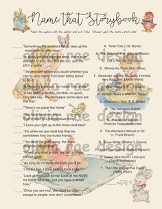 a poem that says name that storybook with an image of two teddy bears on it