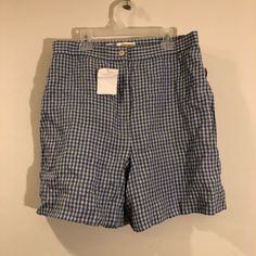 Size 14 Retro Blue Bottoms For Beach Season, Preppy Cotton Bottoms For Summer, Preppy Summer Shorts With Pockets, Preppy Cotton Summer Bottoms, Preppy Gingham Bottoms For Summer, Preppy Gingham Bottoms In Short Length, Preppy Summer Cotton Bottoms, Preppy Blue Bottoms With Pockets, Preppy Bottoms For Beach In Spring