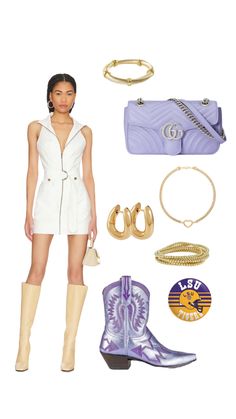 LSU gameday outfit #sec #lsu #lsuoutfit #gameday #gamedayoutfit #tcu #geauxtigers #purple Gameday Outfit Winter, Gameday Outfit Lsu, Tcu Gameday Outfit, Tcu Gameday