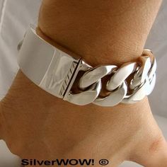 Make a statement with our 25mm Heavy, Chunky Men's Silver ID Bracelet. Handcrafted piece by piece. Thicker, larger sizes are available upon request. | Worldwide insured shipping. Mens Silver Bracelets, Cuban Link Necklace, Mens Silver Jewelry, Mens Bracelet Silver, Silver Jewelry Necklace, Bracelet Men, Id Bracelets, Sterling Silver Mens, Men's Ring