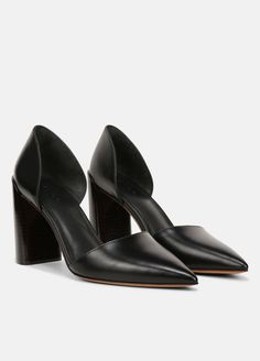 Prim Leather Pump in Women's Sale Shoes | Vince Leather Block Heels With 4-inch Closed Toe, Modern Court Shoes With 4-inch Block Heel, Leather High Heel Court Shoes With Contrasting Heel Counter, Leather Court Shoes With Contrasting Heel For Business, Business Leather Court Shoes With Contrasting Heel, High Heel Leather Court Shoes With Contrasting Heel, Chic 4-inch Leather Heels, Fall Block Heels With Contrasting Heel Counter, Chic Stacked Heel Block Heels For Fall