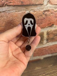 "Glittered Ghost face badge reel!  NEW: Make it interchangeable! PRODUCT INFO:  - 2\" Acrylic Blank -Most acrylics have been done with sublimation ink, sometimes it may be permanent vinyl -Most acrylics have been hand glittered on the back side and sealed with UV resin for extra protection. Some badge reels DO NOT have glitter.  - Acrylics are glued onto the badge reel with E6000 glue -Choose between an alligator swivel clip (which you can clip to pockets, scrubs, or any other loose articles of Nursing Things, Halloween Badge Reel, E6000 Glue, Ghost Face, Glitter Acrylics, Ghost Faces, Sublimation Ink, Badge Holder, Uv Resin