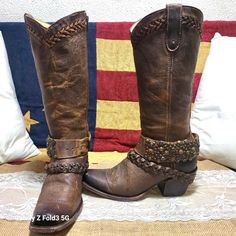 These Boots Are So Stinking Cute! They Are Brand New/Never Worn! They Have A Few Scuffs On Them From My Last Move But Honestly Adds To The Distressed Look! Boots Square Toe, Harness Boots, Woman Weaving, My Last, Shoes Heels Boots, Shoes Women Heels, Heeled Boots, Shoes Heels, Women Shoes