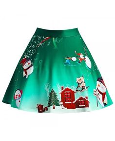 Buy Christmas Snowman Tree Wintersweet Print Ombre Plus Size Skirt - Green - 3I44565620 online, fidn many other Designer Women's Clothing Rock Dress, Christmas Tree Snowman, Tree Snowman, Plus Size Skirt, Christmas Outfits Women, Snowman Tree, Cheap Skirts, Plus Size Vintage, Plaid Mini Skirt