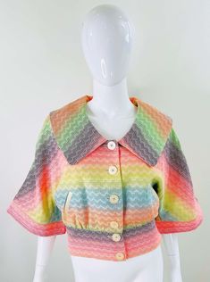 Matthew Williamson Spring 2002 Sz 8 Colorful Rainbow Striped 3/4 Sleeves Jacket For Sale at 1stDibs Matthew Williamson, Colorful Rainbow, Rainbow Stripes, Vintage Finds, Vintage Clothing, Vintage Outfits, Spring Summer, Rainbow, For Sale