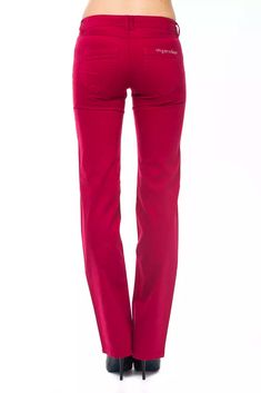 Elevate your wardrobe with the striking appeal of ‘Ungaro Fever’ Regular Fit Pants. These pants exude an effortless blend of comfort and high fashion, with a bold red hue that makes a confident statement. The iconic ‘Ungaro Fever’ logo embellishes the back pocket with tasteful applications, adding a luxurious touch to the classic 5-pocket design. Tailored for the fashion-forward individual, these pants are a must-have for those who set trends rather than follow them. Material: 97% Cotton, 3% Ela Regular Fit Pants, Versace Pink, Blue Leather Jacket, Jeans Pant, Acrylic Sweater, Polyester Jacket, Cotton Jeans, Women Pants, Brown Leather Jacket