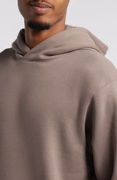 Soften your vibe in this sporty hoodie designed with dropped shoulders for a slouchy fit. 27" length (size Medium) Ribbed cuffs and hem Kangaroo pocket 70% cotton, 30% polyester Machine wash, tumble dry Imported Sporty Hoodie, Hoodie Design, Fleece Hoodie, Kangaroo, Nordstrom